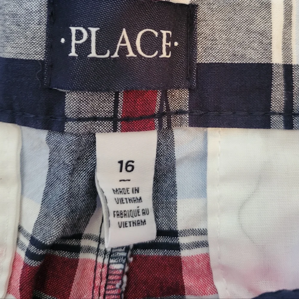 The Children's Place Youth Checkered Shorts - Red, Black, White